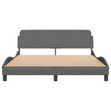 NNEVL Bed Frame with Headboard Dark Grey 152x203 cm Fabric
