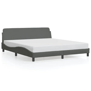 NNEVL Bed Frame with Headboard Dark Grey 152x203 cm Fabric