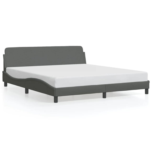 NNEVL Bed Frame with Headboard Dark Grey 152x203 cm Fabric