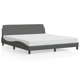 NNEVL Bed Frame with Headboard Dark Grey 152x203 cm Fabric