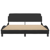 NNEVL Bed Frame with Headboard Black 152x203 cm Faux Leather