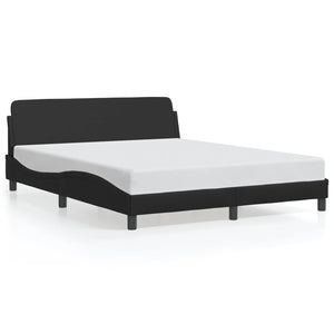 NNEVL Bed Frame with Headboard Black 152x203 cm Faux Leather