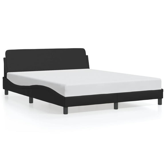 NNEVL Bed Frame with Headboard Black 152x203 cm Faux Leather
