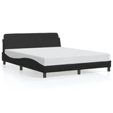 NNEVL Bed Frame with Headboard Black 152x203 cm Faux Leather