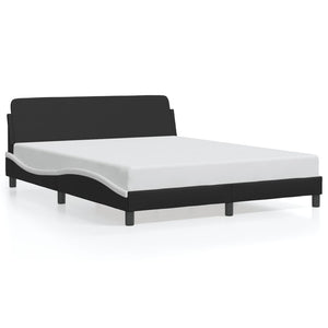 NNEVL Bed Frame with Headboard Black and White 152x203 cm Faux Leather