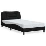 NNEVL Bed Frame with LED without Mattress "Hvar" Black 107x203 cm King Single Fabric
