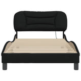 NNEVL Bed Frame with LED without Mattress "Hvar" Black 107x203 cm King Single Fabric