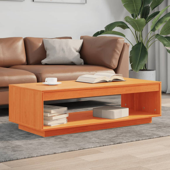 NNEVL Coffee Table Wax Brown 110x50x33.5 cm Solid Wood Pine