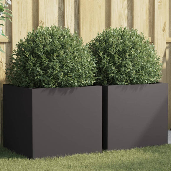 NNEVL Planters 2 pcs Black 49x47x46 cm Steel