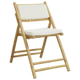 NNEVL 3 Piece Folding Bistro Set with Cream White Cushions Bamboo