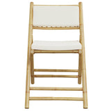NNEVL 3 Piece Folding Bistro Set with Cream White Cushions Bamboo