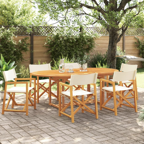 NNEVL 6 pcs Folding Garden Chairs Cream White Fabric