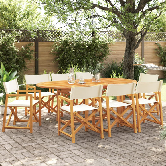 NNEVL 8 pcs Folding Garden Chairs Cream White Fabric