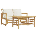 NNEVL 2 Piece Garden Sofa Set with Cushions Bamboo