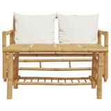 NNEVL 2 Piece Garden Sofa Set with Cushions Bamboo