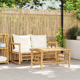 NNEVL 2 Piece Garden Sofa Set with Cushions Bamboo