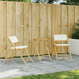 NNEVL 2 Piece Folding Bistro Chairs with Cream White Cushions Bamboo