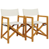 NNEVL Folding Director Chairs 2 pcs Cream White Fabric