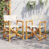 NNEVL Folding Director Chairs 2 pcs Cream White Fabric