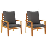 NNEVL Garden Sofa Chair 2pcs with Cushion Solid Wood Acacia