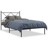 NNEVL Metal Bed Frame without Mattress with Headboard Black 107x203 cm King Single
