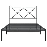 NNEVL Metal Bed Frame without Mattress with Headboard Black 107x203 cm King Single