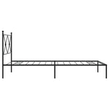 NNEVL Metal Bed Frame without Mattress with Headboard Black 107x203 cm King Single