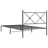 NNEVL Metal Bed Frame without Mattress with Headboard Black 107x203 cm King Single