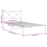 NNEVL Metal Bed Frame without Mattress with Headboard Black 107x203 cm King Single