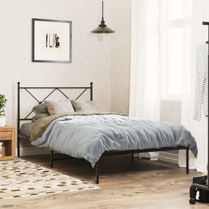 NNEVL Metal Bed Frame without Mattress with Headboard Black 107x203 cm King Single