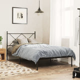 NNEVL Metal Bed Frame without Mattress with Headboard Black 107x203 cm King Single
