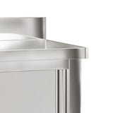 NNEVL Kitchen Work Table with Sliding Doors Stainless Steel