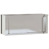 NNEVL Kitchen Wall Cabinet with Sliding Doors Stainless Steel