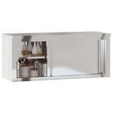 NNEVL Kitchen Wall Cabinet with Sliding Doors Stainless Steel