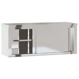 NNEVL Kitchen Wall Cabinet with Sliding Doors Stainless Steel