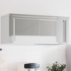 NNEVL Kitchen Wall Cabinet with Sliding Doors Stainless Steel