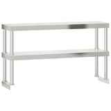 NNEVL Work Table Overshelf 2-Tier 110x30x65 cm Stainless Steel