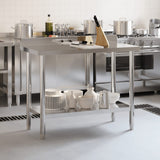 NNEVL Kitchen Work Table with Backsplash 110x55x93 cm Stainless Steel