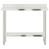 NNEVL Kitchen Work Table with Backsplash 110x55x93 cm Stainless Steel
