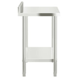 NNEVL Kitchen Work Table with Backsplash 110x55x93 cm Stainless Steel