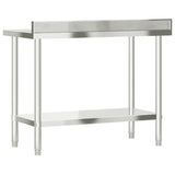 NNEVL Kitchen Work Table with Backsplash 110x55x93 cm Stainless Steel