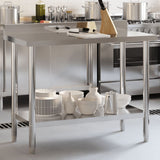 NNEVL Kitchen Work Table with Backsplash 110x55x93 cm Stainless Steel