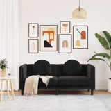 NNEVL Sofa with Cushions 2-Seater Black Velvet