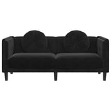 NNEVL Sofa with Cushions 2-Seater Black Velvet