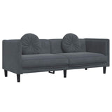 NNEVL Sofa with Cushions 3-Seater Dark Grey Velvet
