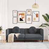 NNEVL Sofa with Cushions 3-Seater Dark Grey Velvet