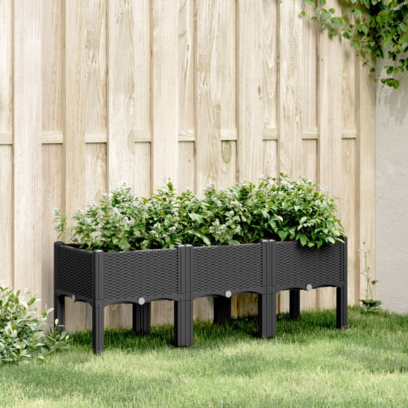 NNEVL Garden Planter with Legs Black 120x40x42 cm PP