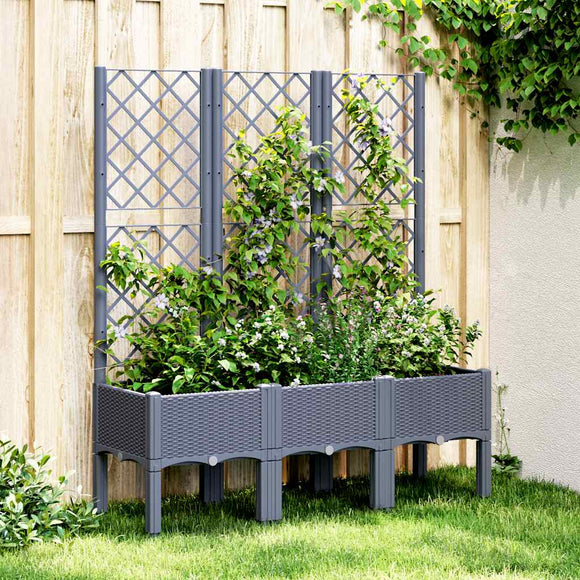 NNEVL Garden Planter with Trellis Blue Grey 120x40x142 cm PP