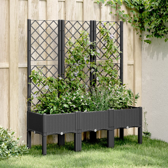 NNEVL Garden Planter with Trellis Black 120x40x142 cm PP