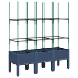 NNEVL Garden Planter with Trellis Blue Grey 120x40x142.5 cm PP